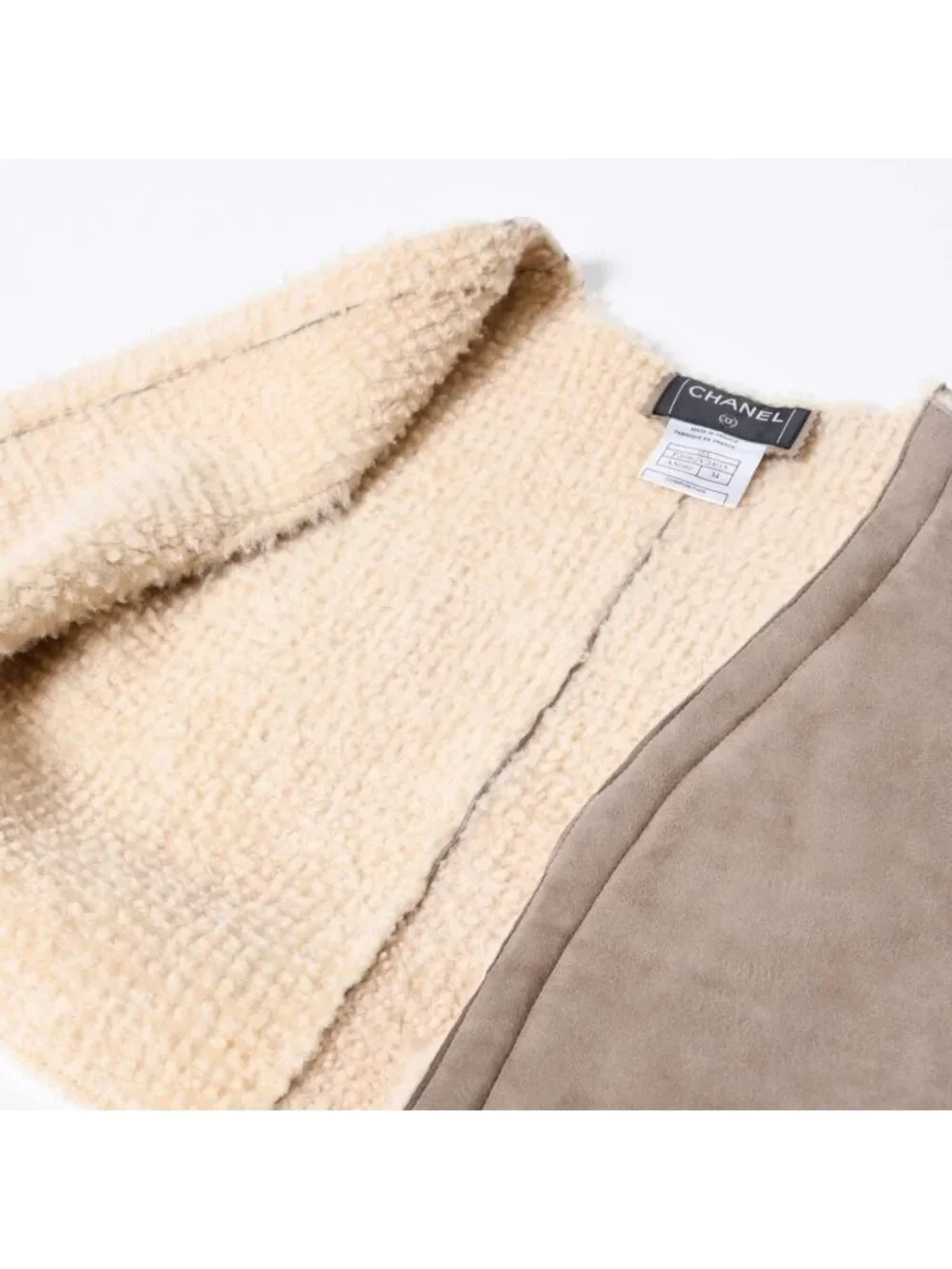 Chanel Shearling Vest CC Logo Wool Brown Beige Archive 4 34